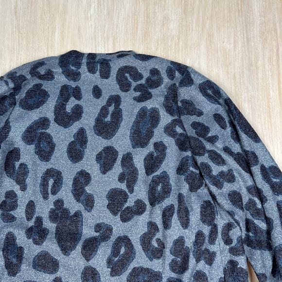 Susan Graver Open Front Long Sleeve Animal Print Chic Cardigan Sweater Large - Picture 15 of 15